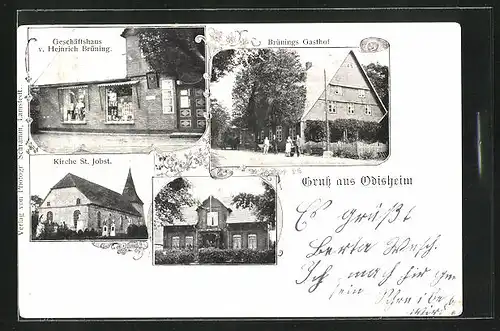 AK Odisheim, Brünings Gasthof, Geschäftshaus v. Heinrich Brüning