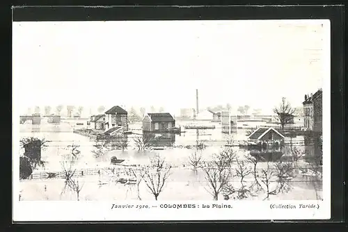 AK Colombes, La Plaine 1910, Hochwasser
