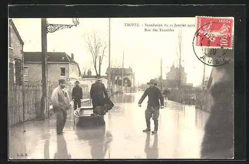 AK Troyes, Inondation des 1910, Rue des Tauxelles, Hochwasser