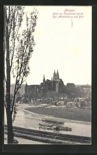 AK Meissen, Blick von Proschwitz auf die Kgl. Albrechtsburg und Dom