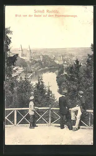 AK Rochlitz, Blick von der Bastei auf dem Promenadenwege