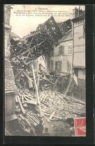 AK Troyes, Eglise St-Jean, Effondrement de la Tour et du Clocher