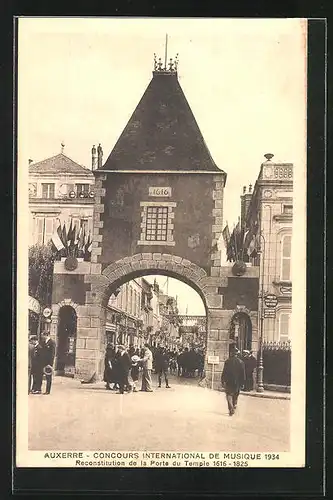 AK Auxerre, Concours International de Musique 1934, Reconstitution de la Porte du Temple