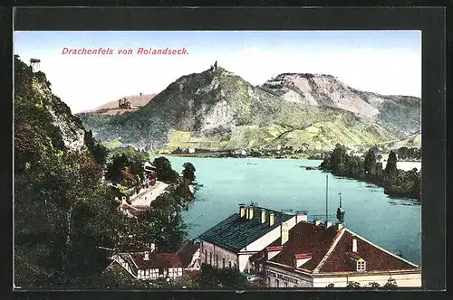 AK Bad Honnef, Drachenfels von Rolandseck aus gesehen