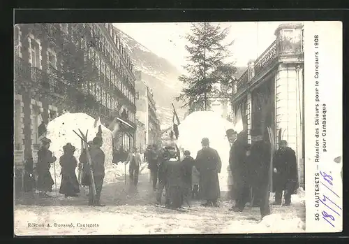 AK Cauterets, Réunion des Skieurs pour le Concours 1908