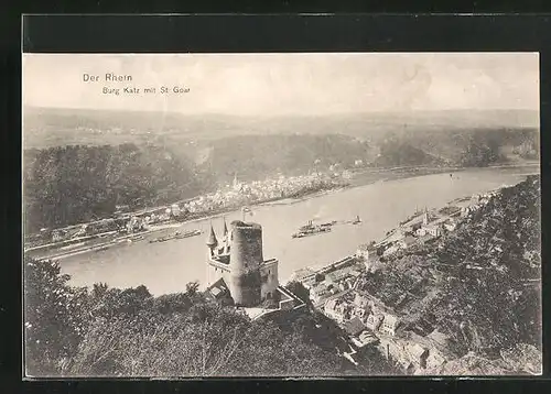 AK St. Goar / Rhein, Burg Katz und Ortsansicht