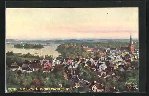 AK Eutin, Blick auf die Stadt vom Aussichts-Wasserturm