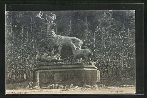 AK Friedrichsruh, Hirschgruppen-Skulptur