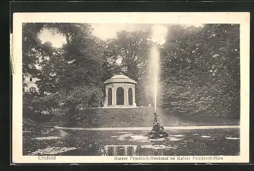 AK Krefeld / Rhein, Kaiser Friedrich-Denkmal im Kaiser Friedrich-Hain