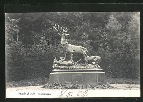 AK Friedrichsruh, Partie am Denkmal Hirschgruppe