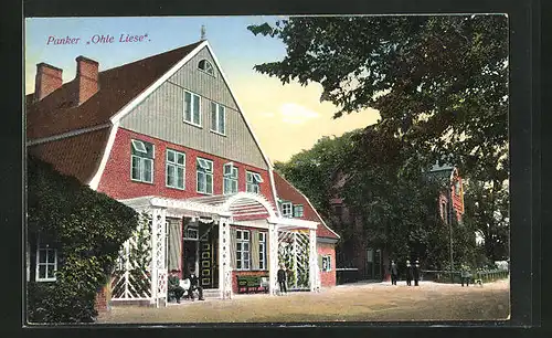 AK Panker, Gasthaus Ohle Liese in der Abenddämmerung