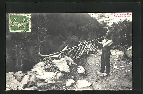 AK Alpenhornbläser in den Bergen, Blasinstrument