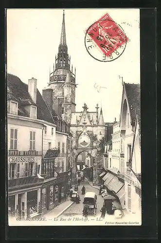 AK Auxerre, La Rue de l`Horloge - Kunstuhr