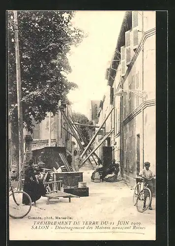 AK Salon, Tremblement de terre du 11 Juin 1909, Dèmènagement des Maisons menacant Ruines, Erdbeben