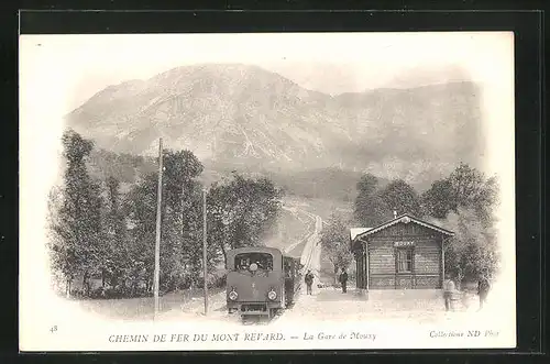 AK Mouxy, Chemin de Fer du Mont Revard, La Gare, Bergbahn