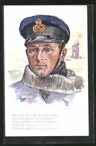 Künstler-AK U-Boot-Kommandant und Kapitänleutnant Otto Weddigen