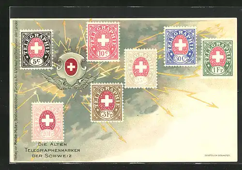 Künstler-AK Schweiz, Die alten Telegraphenmarken