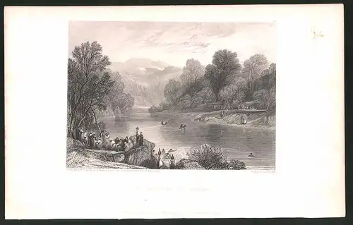 Stahlstich The fords of the Jordan, Stahlstich von E. Finden um 1835