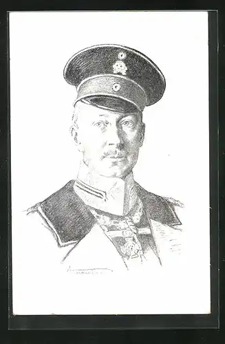 AK Kronprinz Wilhelm von Preussen mit Schirmmütze und Orden