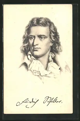 Künstler-AK Friedrich von Schiller, als junger Mann portraitiert