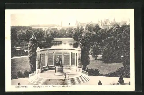 AK Hannover, Maschpark mit v. Bennigsen-Denkmal