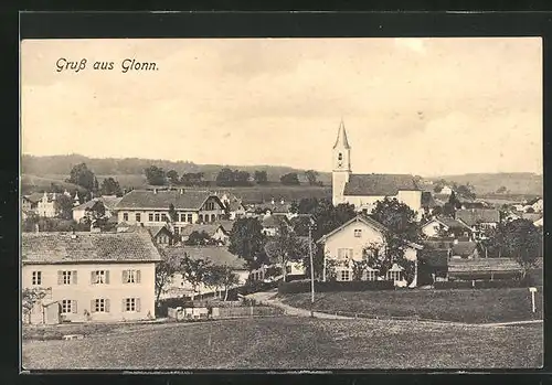 AK Glonn, Ortspartie mit Kirche