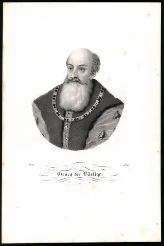 Lithographie Georg der Bärtige, Lithographie um 1835 aus Saxonia, 28 x 19cm