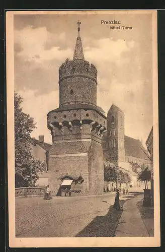 AK Prenzlau, Mittel-Turm im Sonnenschein