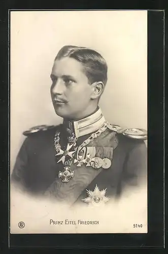 AK Prinz Eitel Friedrich von Preussen in Uniform mit Orden