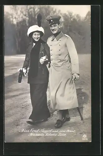 AK Prinz Ernst August und seine Braut Prinzessin Victoria Luise