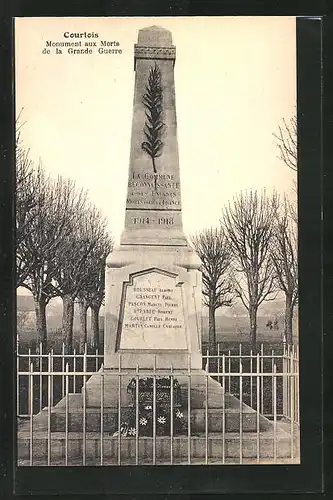 AK Courtois, Monument aux Morts de la Grande Guerre