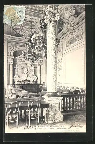 AK Sens, Intérieur de l`Hôtel de ville, Salle des Seánces du Conseil Municipal