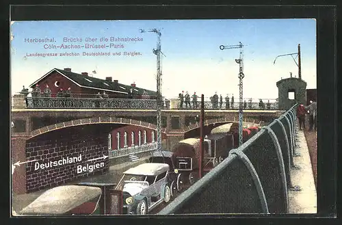 AK Herbesthal, Brücke über die Bahnstrecke Köln-Paris, Landesgrenze Deutschland und Belgien