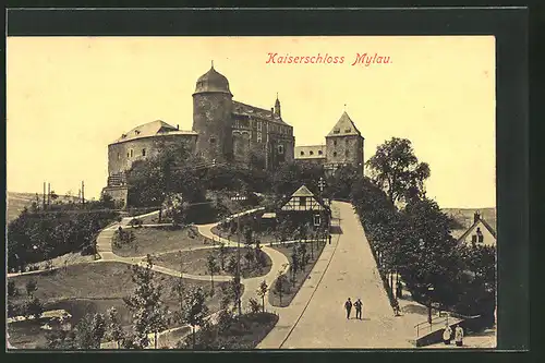 AK Mylau, Blick zum Kaiserschloss