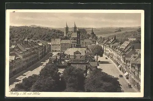 AK Rochlitz i. Sa., Ortspartie mit Schloss