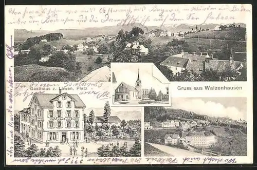 AK Walzenhausen, Gasthaus zum Löwen, Kirce, Gesamtansichten