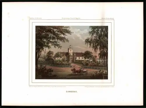 Lithographie Dambrau, Kreis Falkenberg, Farblithographie aus Duncker 1865, 39 x 29cm