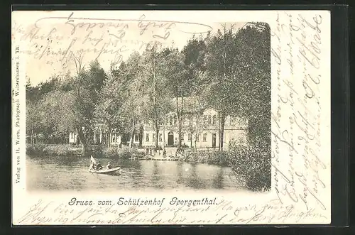 AK Georgenthal, Gasthaus Schützenhof mit Terrasse