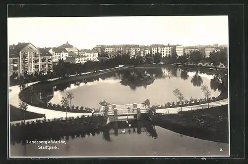 AK Landsberg / Gorzow Wlkp, Stadtpark aus der Vogelschau