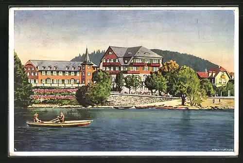 Künstler-AK Titisee / Schwarzwald, Schwarzwaldhotel am See