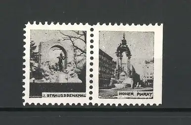 Reklamemarke Wien, J. Strauss-Denkmal und Hoher Markt