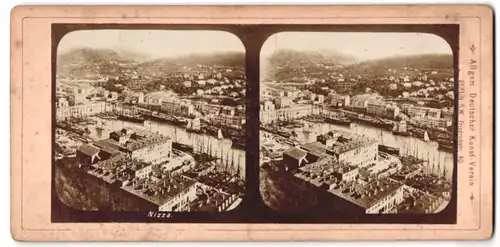 Stereo-Fotografie Allgem. Deutscher Kunst-Verein, Berlin, Ansicht Nizza-Nice, Blick über den Hafen