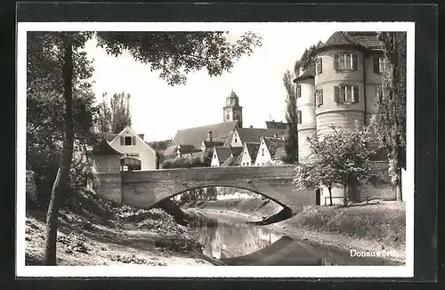 AK Donauwörth, Ortspartie mit Brücke