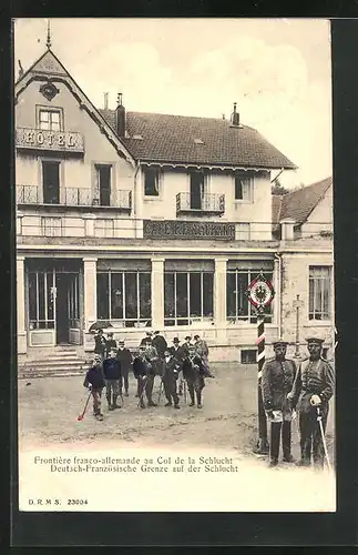 AK Col de la Schlucht, Frontiere franco-allemande, Grenze