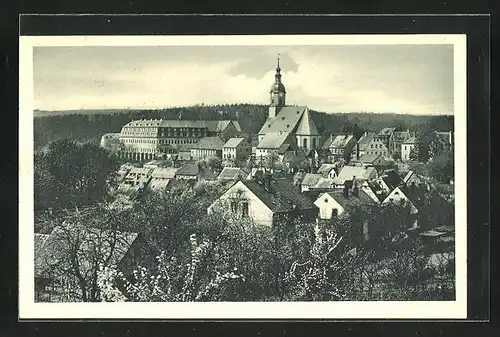 AK Wechselburg, Hotel Sächs. Hof mit Ortsansicht