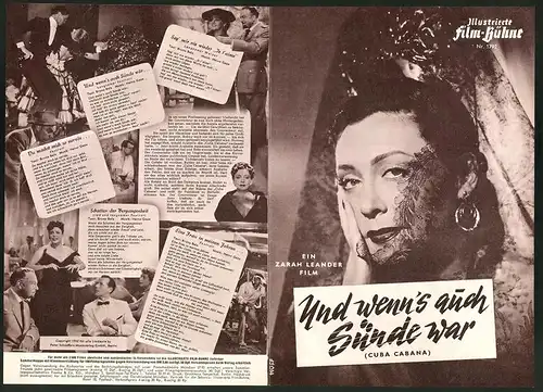 Filmprogramm IFB Nr. 1792, Cuba Cabana, Zarah Leander, O. W. Fischer, Regie: Fritz Peter Buch