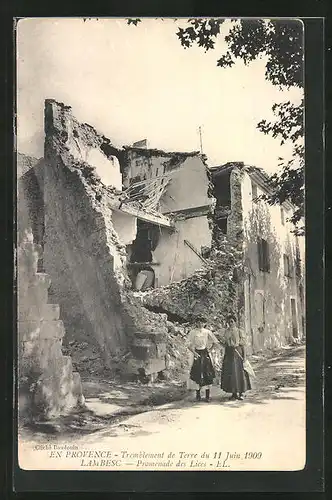 AK Lambesc, Promenade des Lices, Erdbeben vom 11.07.1909