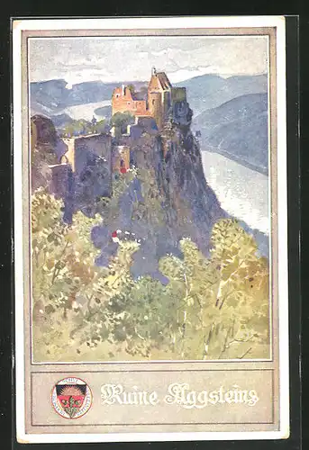 AK Deutscher Schulverein Nr. 136: Blick auf die Burgruine Aggstein