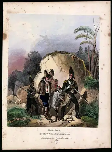 Lithographie Kaisertum Österreich, altkoloriert, montiert, aus Eckert & Monten um 1840 Vorzugsausgabe, 35 x 26cm