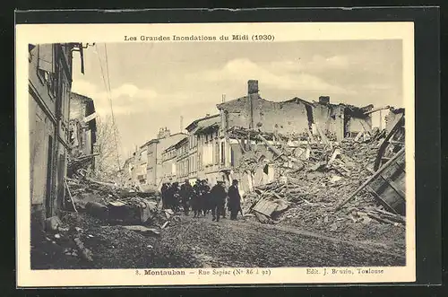 AK Inondations du Midi 1930, Montauban - Rue Sapiac, Hochwasser